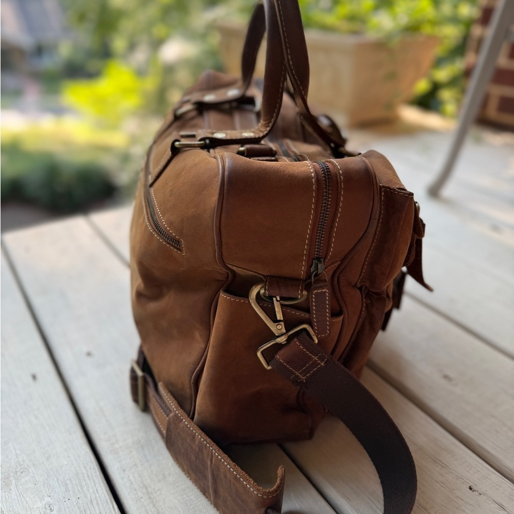 Unbranded Chocolate Brown Suede Leather Genuine Dispatch Travel Bag. 16X11X9 - Picture 2 of 9